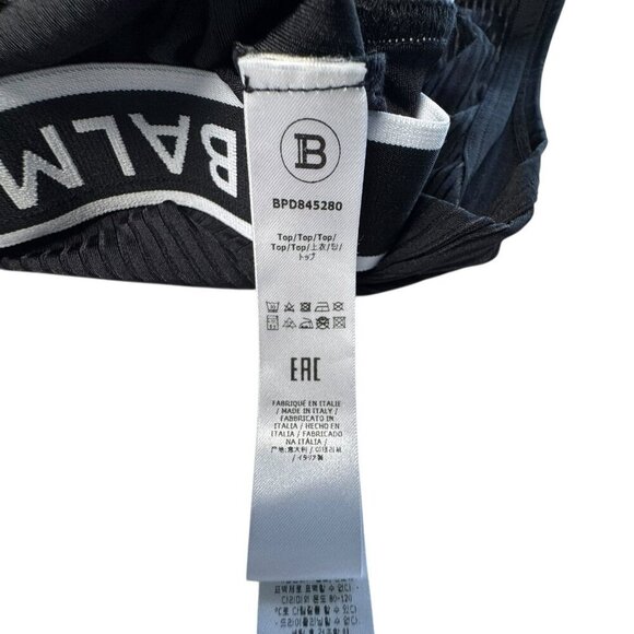 Balmain Paris black logo crop tank Top size 34 XS - Picture 3 of 9